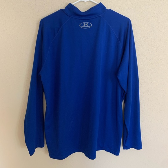 Men’s Under Armour heat gear pullover, size large, royal blue, zips at top - Picture 2 of 3